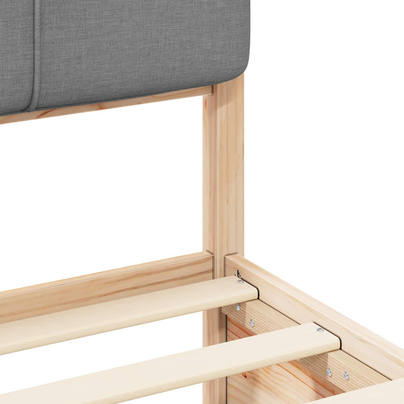 Solid Wood Bed, Light Grey, Single (3')