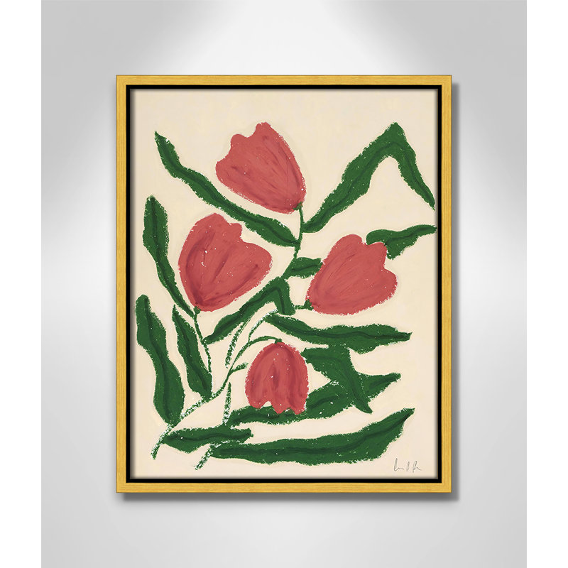 «Colette Red Tulips Print» par Camilla Bergqvist, H 15,5 po x l 12,5 po, Doré