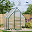 Serre 6 po x 4 pi en polycarbonate, cadre en aluminium renforcé robuste, évents de toit et latéraux, gouttières intégrées, serre extérieure à assemblage rapide pour le patio, vert