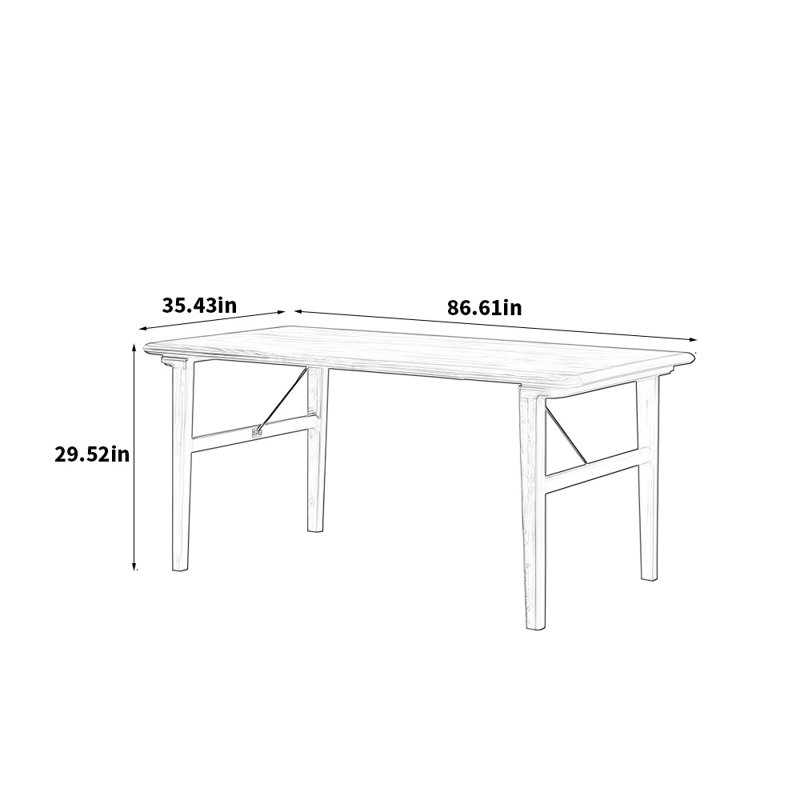 Table en noyer d'une élégance raffinée, H 29,52 po x L 86,61 po x l 35,43 po
