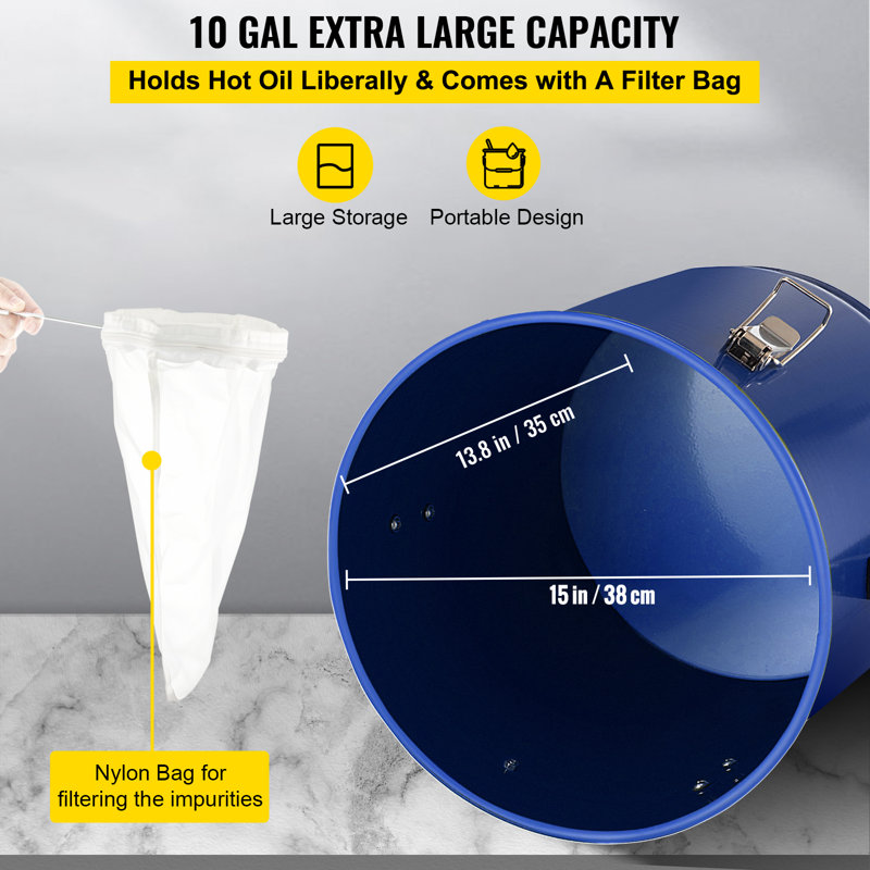 Seau à graisse pour friteuse à huile 10 gallons VEVOR