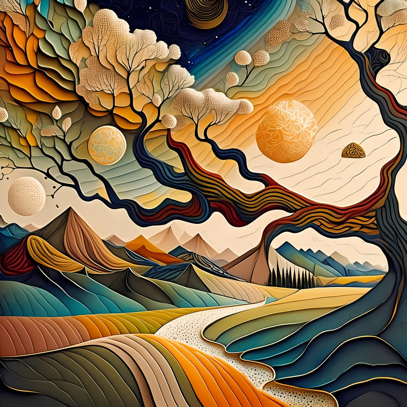 Colorful Landscape, 42" H x 42" W