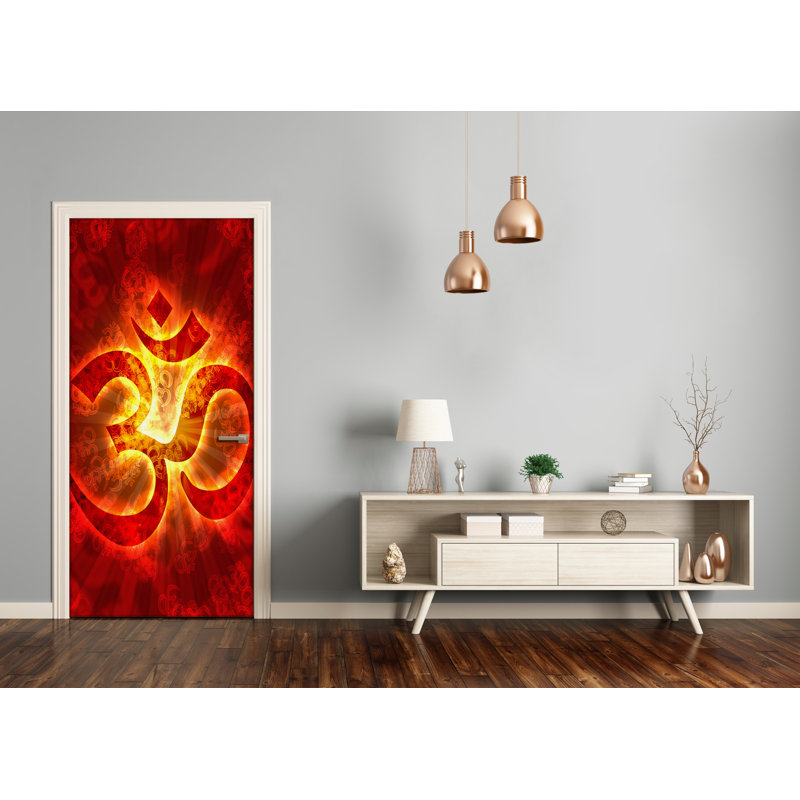 Burning Sign Man Door Decal