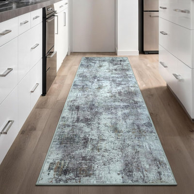 Tapis gris contemporain tissé à plat résistant aux taches et résistant aux taches GLN Rugs