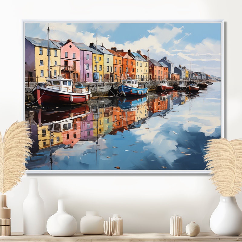 «Ireland Harbor Reflectionsan Acrylique I», reproduction encadrée, H 12 po x l 20 po x P 1 po, White Floater Framed