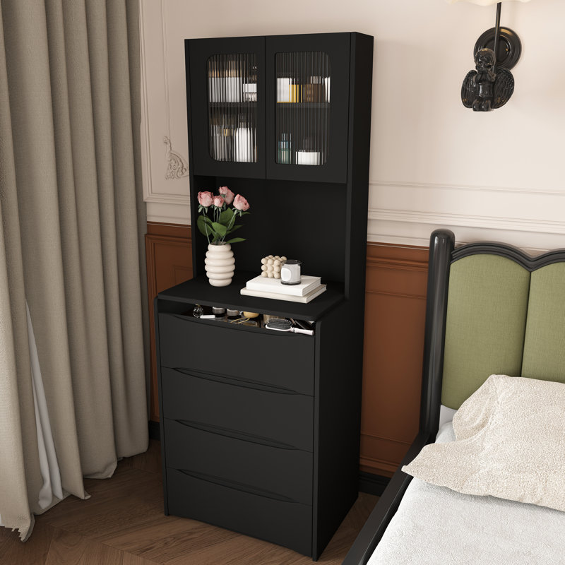 Coiffeuse 3 en 1 avec miroir DEL et tabouret de rangement, table de maquillage rabattable avec éclairage réglable, organisateur de cosmétiques à 5 espaces de rangement pour chambre (noir)