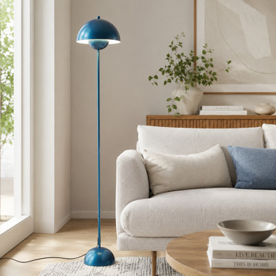 Lampe sur pied arquée moderne en pot de fleurs 11,8 po avec double abat-jour en métal, base en marbre, lampe de lecture autoportante à brancher pour le salon, la chambre à coucher, le bureau, la décoration nordique moderne Mid-Century