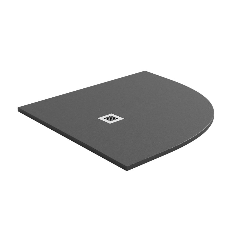 Pisa Plastic Standard Shower Tray, 120mm x 90mm, Anthracite, Right