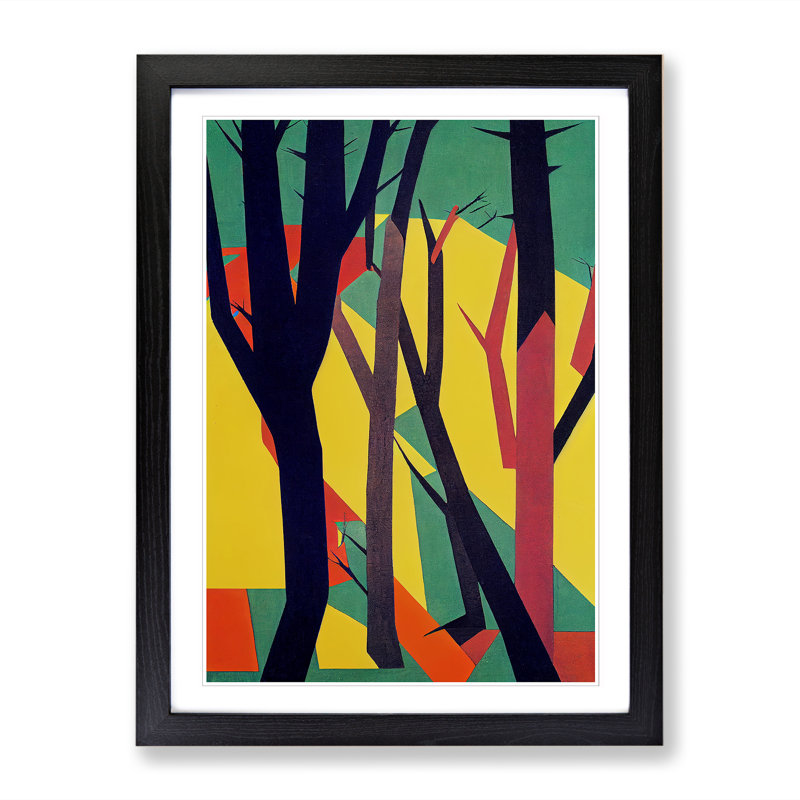 Spring Forest Abstract Vol.3 - Single Picture Frame Print, Black, 64cm H x 46cm W x 2cm D