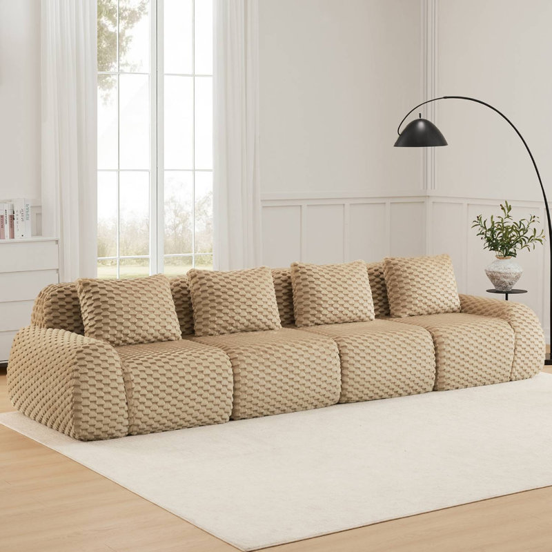 Canapé modulaire surdimensionné en tissu 146 po 146 po, Chameau