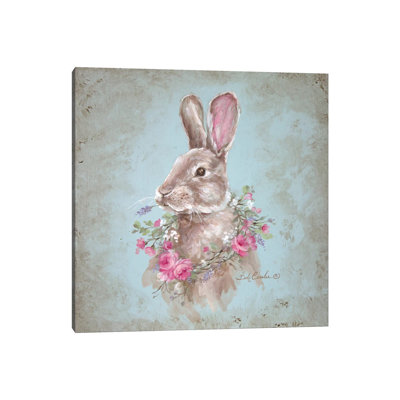 Bunny with Wreath 1 Piece Painting on Canvas
