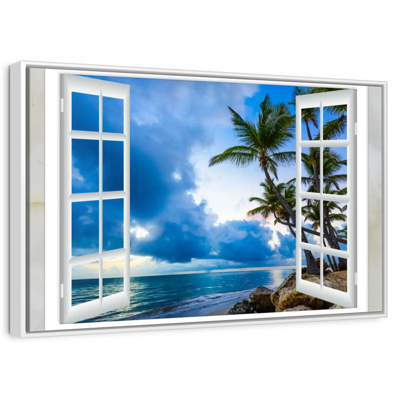Fenêtre sur le Yordanov, Cadre flottant blanc, 37 po x 25 po