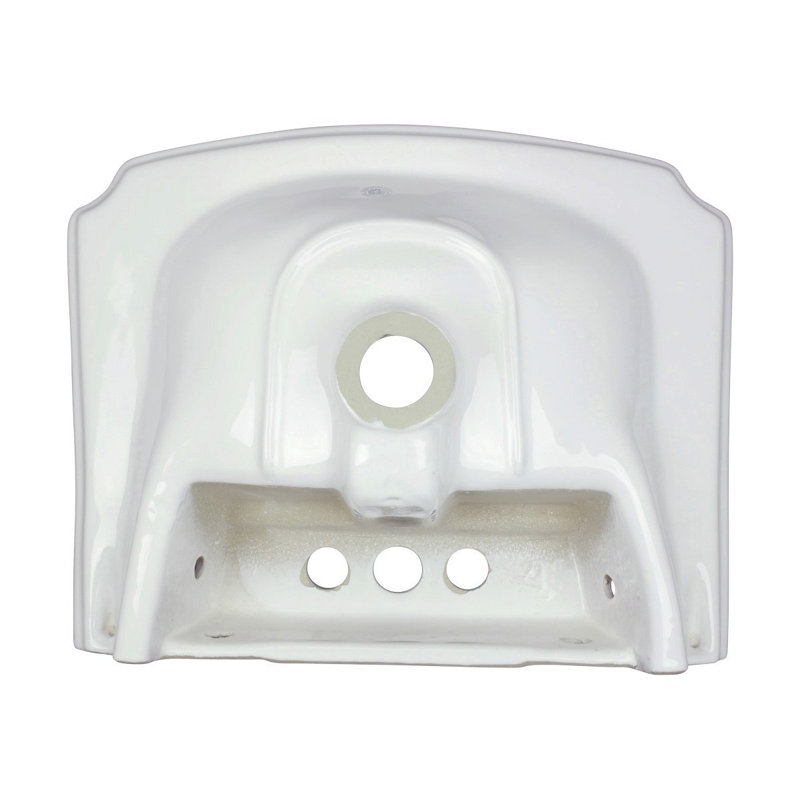 19” White Porcelain Wall-Mount Bathroom Sink with Backsplash, Overflow and 4” Centerset Faucet Holes