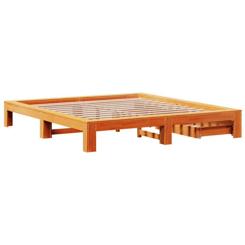 Solid Wood Storage Bed, Wax Brown, Super King (6')