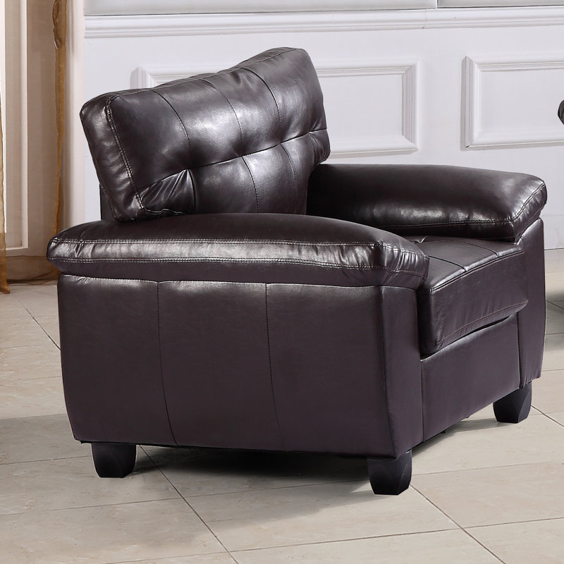 Fauteuil capitonné large de 36 po Benton, Similicuir cappucino
