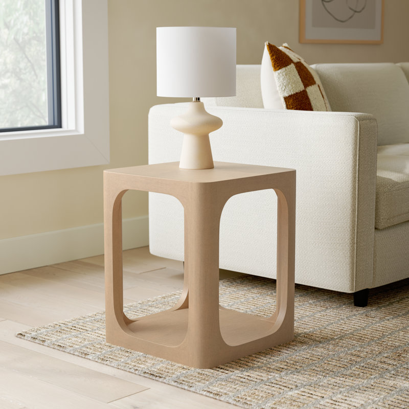 Sybil Solid Wood End Table, Tan, 22" x 18"