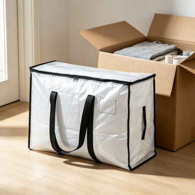 Lot de 8 sacs de rangement bleus de 72 L, organisateurs en coton pour couettes et vêtements, sacs de tri imperméables et résistants à l'humidité pour déménagement et chambre à coucher