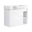 Meuble-lavabo mural de 28 po, armoire flottante blanc brillant avec lavabo en céramique blanche et portes à fermeture en douceur-547994772