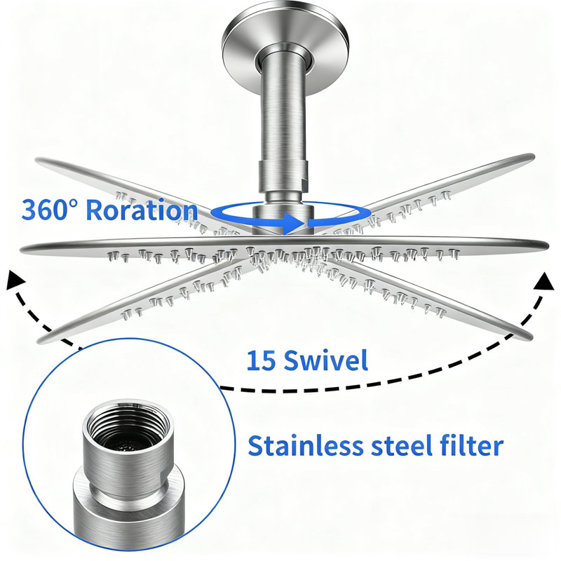 Premium Wall-mounted Shower Faucets & Systems With 10" Rain Shower, Metal Construction, Modern Style For Home Convenience