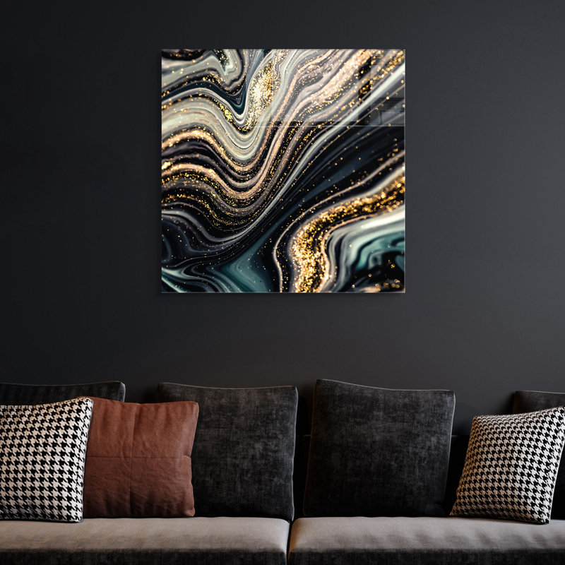 Élégante peinture décorative en verre trempé de 15,7 po x 15,7 po | 100% verre trempé, épaisseur: 0,16 pouce | Parfait pour la décoration intérieure, l'esthétique moderne et l'exposition d'art mural unique