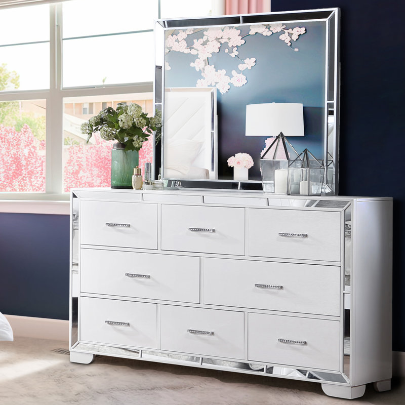 Commode double 8 tiroirs Shorehamby, Blanc