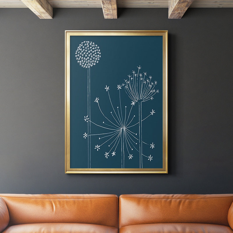 Impression graphique encadrée Premium Alliums I - prête à être accrochée, H 42,5 po x l 30,5 po x P 1 po, Or