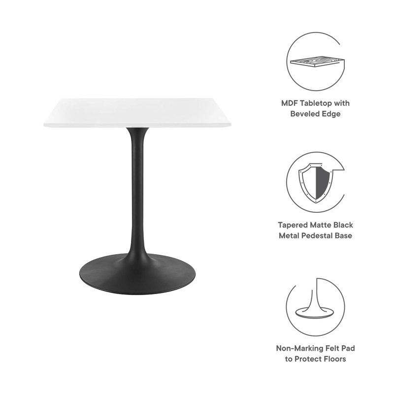 Table de salle à manger carréeLippa, Noir, H 29,5 po x l 28 po x L 28 po