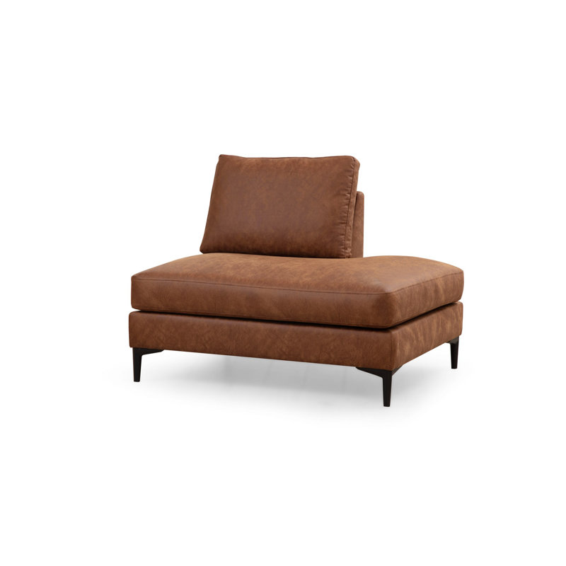 Élégant canapé d'angle, couleur chameau, 61,0 x 123,6 x 78,7 pouces | Structure en bois de hêtre et en carton, tissu 100% polyester | Coussins en mousse gris doux et en mousse de silicone | Coussins fixes, nettoyage à sec, conception moderne