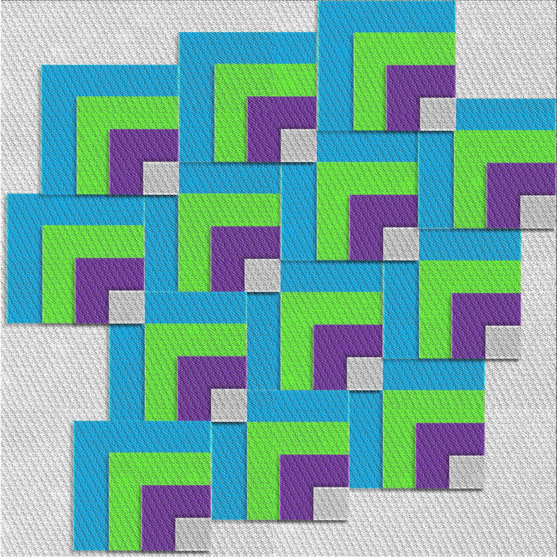 Tapis bleu à motif géométrique Kistler, Carré 5 pi