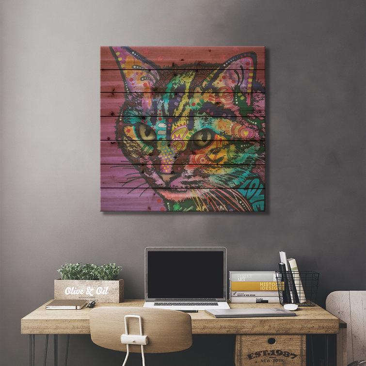 Red Barrel Studio® Lucy The Cat On Wood by Dean Russo Graphic Print ...