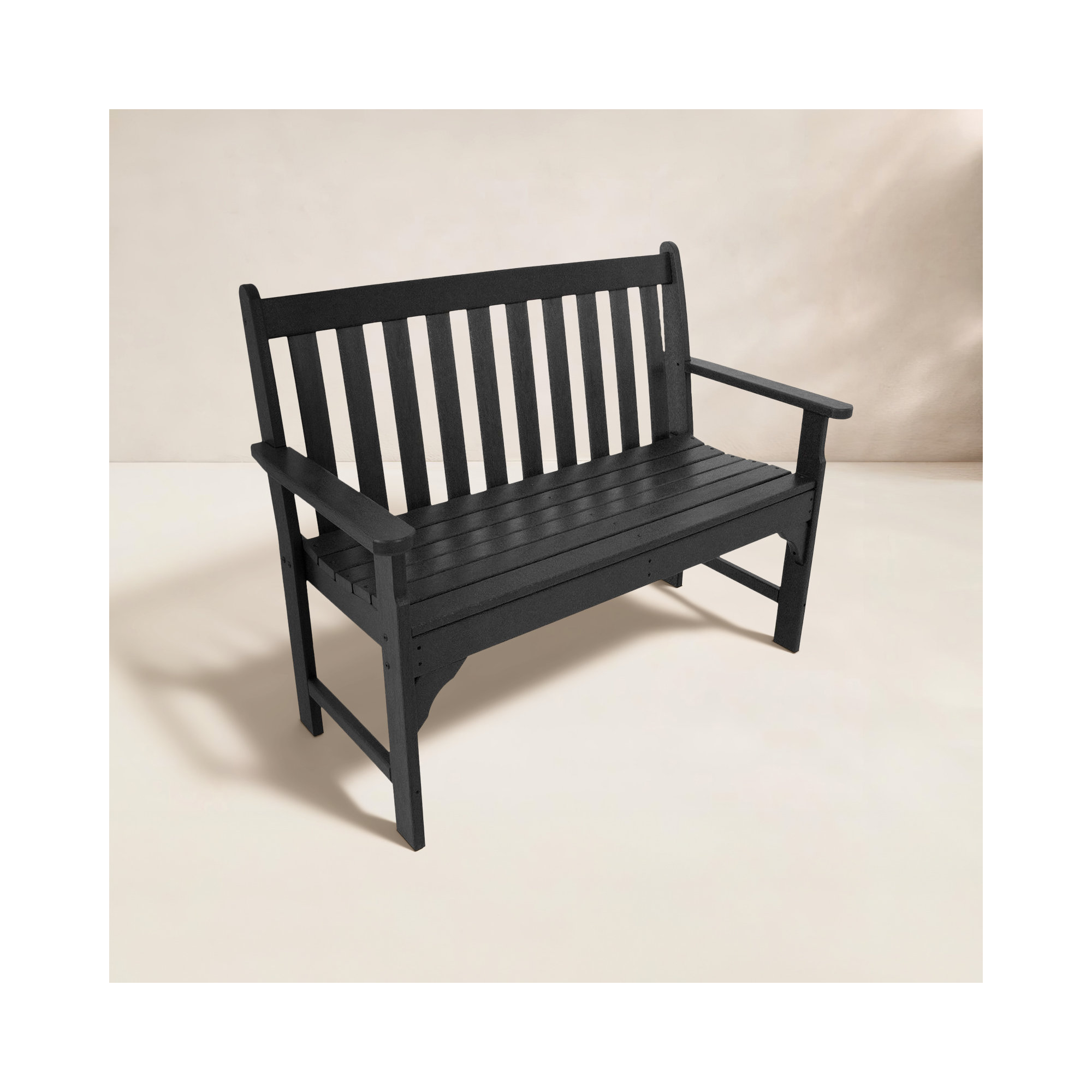 POLYWOOD Vineyard Patio Bench, 35.25" H x 60" W x 24" D, Black