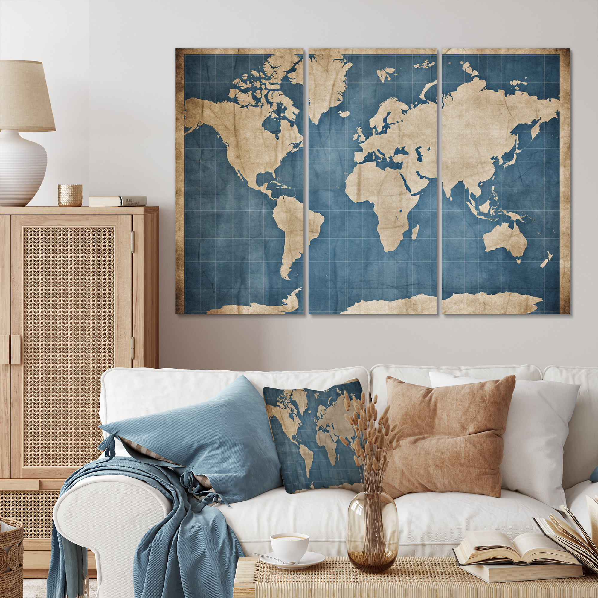 17 Stories Ancient Map Of The World IV On Canvas 3 Pieces Print | Wayfair