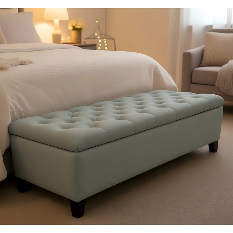 Banc de rangement avec repose-pieds et banc de rangement avec charnières de sécurité et repose-pieds