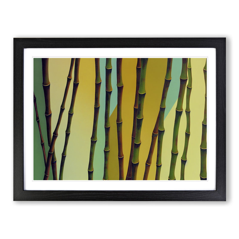Lush Abstract Bamboo Forest 1 Piece Single Picture Frame Wall Art, 25cm H x 34cm W x 2cm D, Black