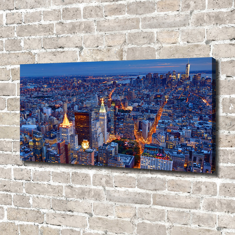 Manhattan By Night - Wrapped Canvas Print