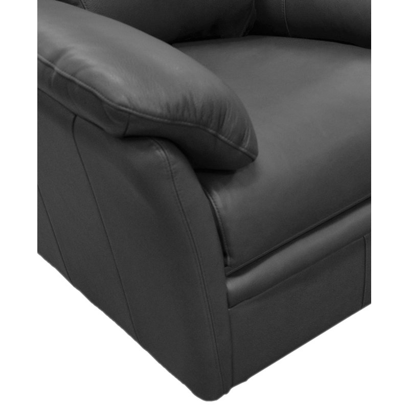 Ramdev Top Grain Leather Sofa Sectional with Cushioned Back and Pillow Top Arm, Right Hand Facing, Cedar