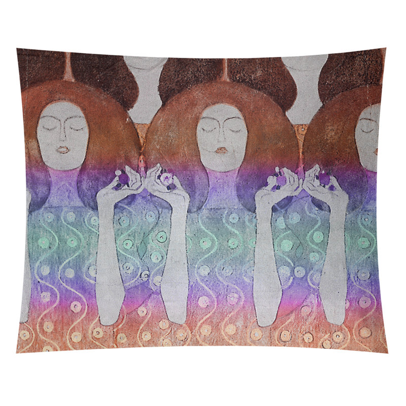 Tapisserie murale ange mariées, H 27,5 po x l 37,5 po, Mauve / brun / ivoire