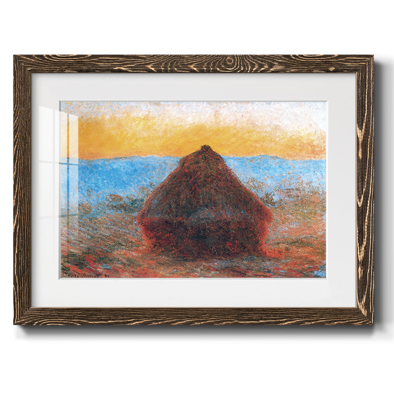 " Grainstack, 1891 01 " Painting Print, 28" H x 42" W x 1.5" D, Walnut