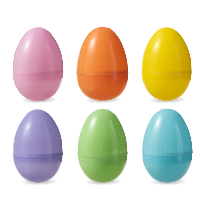 60PK 3"H Easter  Plastic Fillable Eggs In 6 Assorted Colours, 10 Of Each