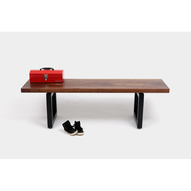 Gax Solid Wood Bench, Matte Black, 18" H x 48" W x 16" D