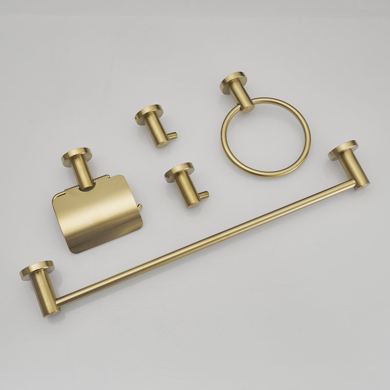 1 5 - Piece Bathroom Hardware Set, Brushed Gold