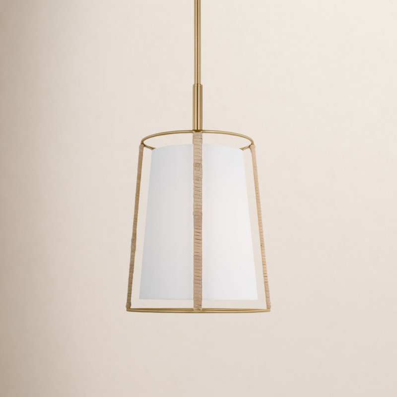 Marla Roanne 1-Light Medium Hanging Shade, Fabric, Satin Brass
