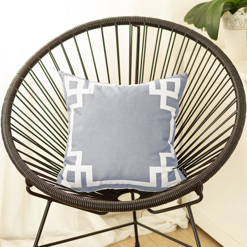 Geometric Grey and White Polyester Square Pillow Cover 20" x 20"