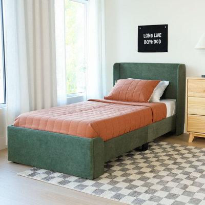 Solid Wood Upholstered Panel Bed with Rectangular Headboard by Ebern Designs