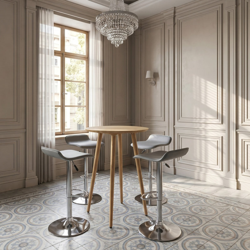 Estey Swivel Upholstered and Leather Match Adjustable Height Bar Stool