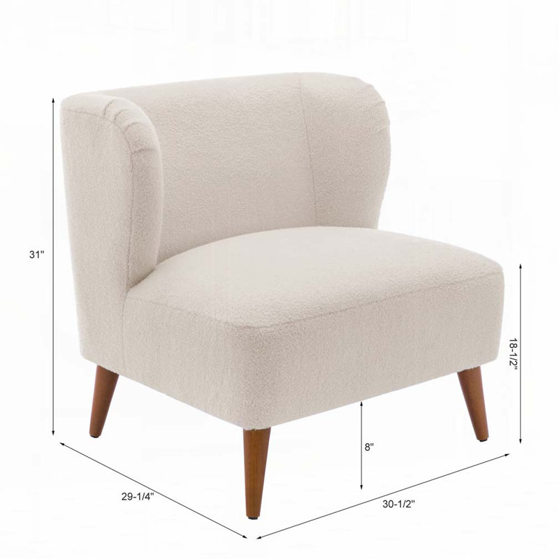 Chaise avec accoudoirs 30,5 "Boucle, Blanc laiteux
