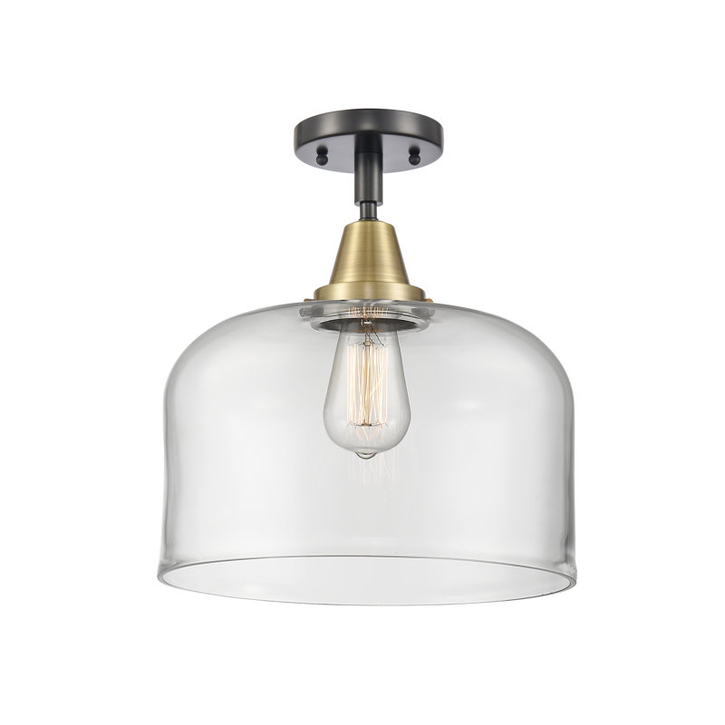 Plafonnier encastré en verre à DEL, Ampoule non incluse, Oui, Laiton antique noir