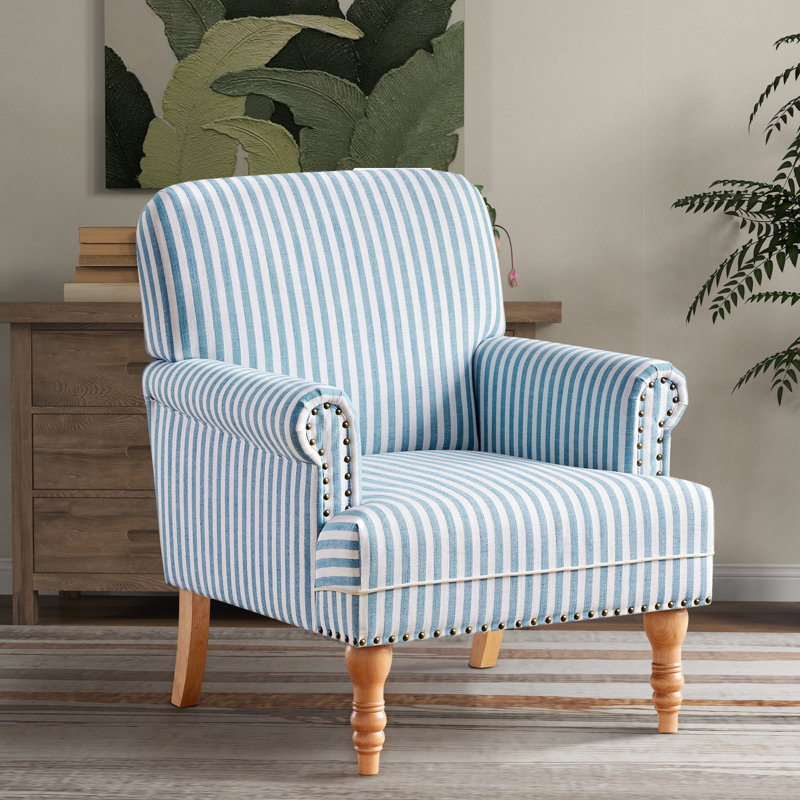 Fauteuil rembourré en bois, Bleu