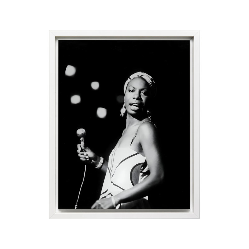 Nina Simone, Canvas, White Framed, 08"H x 10"W