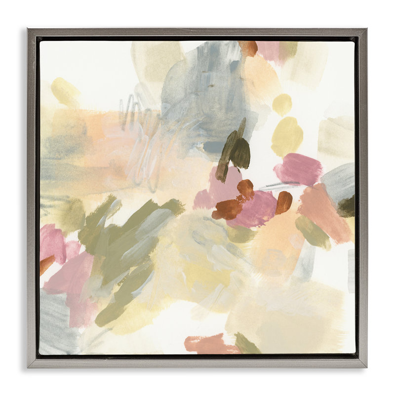"Soft Restless Abstraction", art mural sur toile flottante par June Erica Vess, Cadre flottant gris lustré, H 18 po x l 18 po
